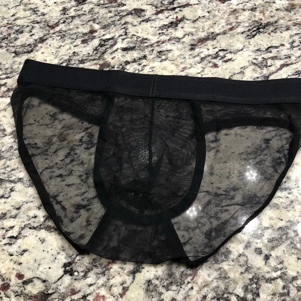 Mens sexy translucent sport briefs